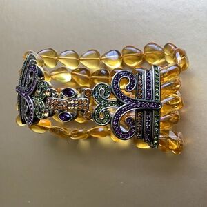 Heidi Daus Limited Edition Five Strand Yellow Amber Crystal Bracelet SZ M